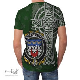 ScotsTee Shop Irish Litton Coat of Arms Irish Family Crest T Shirt Irish Shamrock Celtic Cross Green T Shirt