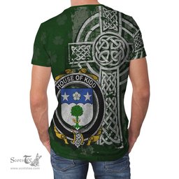 ScotsTee Shop Irish Kidd Coat of Arms Irish Family Crest T Shirt Irish Shamrock Celtic Cross Green T Shirt