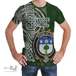 ScotsTee Shop Irish Kidd Coat of Arms Irish Family Crest T Shirt Irish Shamrock Celtic Cross Green T Shirt