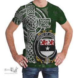 ScotsTee Shop Irish Jordan Coat of Arms Irish Family Crest T Shirt Irish Shamrock Celtic Cross Green T Shirt