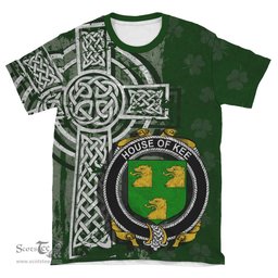 ScotsTee Shop Irish Kee or McKee Coat of Arms Irish Family Crest T Shirt Irish Shamrock Celtic Cross Green T Shirt