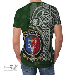 ScotsTee Shop Irish Legg or Legge Coat of Arms Irish Family Crest T Shirt Irish Shamrock Celtic Cross Green T Shirt