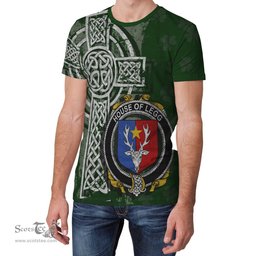 ScotsTee Shop Irish Legg or Legge Coat of Arms Irish Family Crest T Shirt Irish Shamrock Celtic Cross Green T Shirt