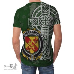 ScotsTee Shop Irish Lane Coat of Arms Irish Family Crest T Shirt Irish Shamrock Celtic Cross Green T Shirt