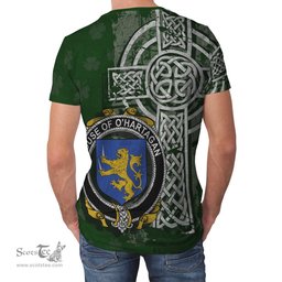 ScotsTee Shop Irish Hartigan or O'Hartagan Coat of Arms Irish Family Crest T Shirt Irish Shamrock Celtic Cross Green T Shirt