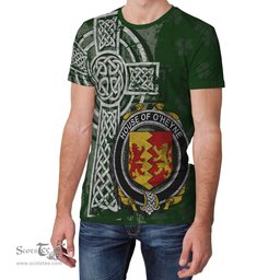 ScotsTee Shop Irish Heyne or O'Heyne Coat of Arms Irish Family Crest T Shirt Irish Shamrock Celtic Cross Green T Shirt
