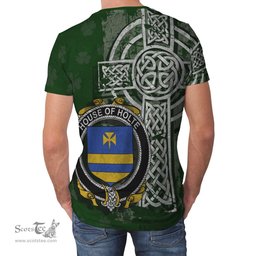 ScotsTee Shop Irish Holte or Holt Coat of Arms Irish Family Crest T Shirt Irish Shamrock Celtic Cross Green T Shirt