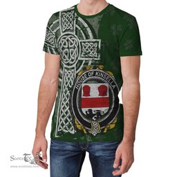 ScotsTee Shop Irish Kinsella or Kinsellagh Coat of Arms Irish Family Crest T Shirt Irish Shamrock Celtic Cross Green T Shirt