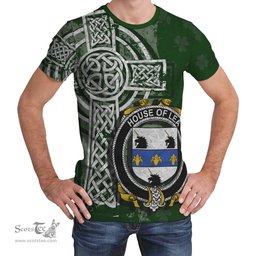 ScotsTee Shop Irish Lea or McLea Coat of Arms Irish Family Crest T Shirt Irish Shamrock Celtic Cross Green T Shirt