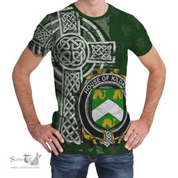 ScotsTee Shop Irish Kildahl Coat of Arms Irish Family Crest T Shirt Irish Shamrock Celtic Cross Green T Shirt