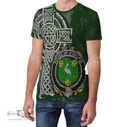 ScotsTee Shop Irish Halpin or O'Halpin Coat of Arms Irish Family Crest T Shirt Irish Shamrock Celtic Cross Green T Shirt