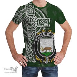 ScotsTee Shop Irish Lennon or O'Lennon Coat of Arms Irish Family Crest T Shirt Irish Shamrock Celtic Cross Green T Shirt