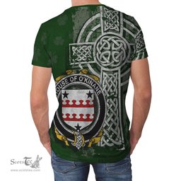 ScotsTee Shop Irish Kinnane or O'Kinane Coat of Arms Irish Family Crest T Shirt Irish Shamrock Celtic Cross Green T Shirt