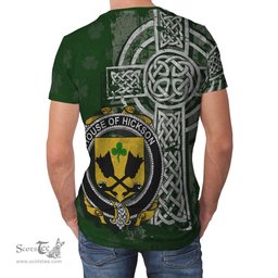 ScotsTee Shop Irish Hickson Coat of Arms Irish Family Crest T Shirt Irish Shamrock Celtic Cross Green T Shirt