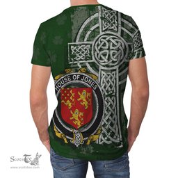 ScotsTee Shop Irish Jones Coat of Arms Irish Family Crest T Shirt Irish Shamrock Celtic Cross Green T Shirt
