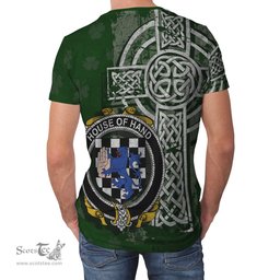 ScotsTee Shop Irish Hand or McClave Coat of Arms Irish Family Crest T Shirt Irish Shamrock Celtic Cross Green T Shirt