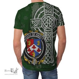 ScotsTee Shop Irish Hardy Coat of Arms Irish Family Crest T Shirt Irish Shamrock Celtic Cross Green T Shirt