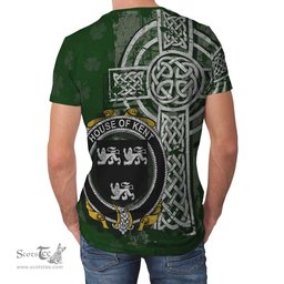 ScotsTee Shop Irish Kent Coat of Arms Irish Family Crest T Shirt Irish Shamrock Celtic Cross Green T Shirt