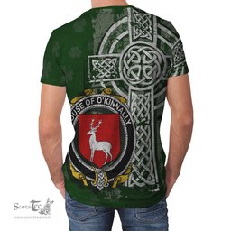 ScotsTee Shop Irish Kinealy or O'Kinnally Coat of Arms Irish Family Crest T Shirt Irish Shamrock Celtic Cross Green T Shirt