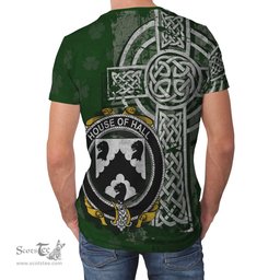 ScotsTee Shop Irish Hall or MacHall Coat of Arms Irish Family Crest T Shirt Irish Shamrock Celtic Cross Green T Shirt