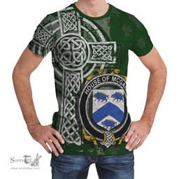ScotsTee Shop Irish McGann or Magan Coat of Arms Irish Family Crest T Shirt Irish Shamrock Celtic Cross Green T Shirt