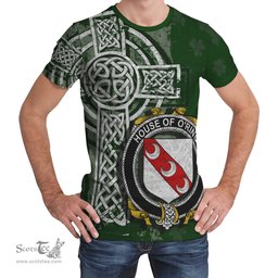 ScotsTee Shop Irish Ring or O'Ring Coat of Arms Irish Family Crest T Shirt Irish Shamrock Celtic Cross Green T Shirt