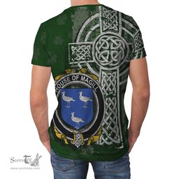 ScotsTee Shop Irish Magill Coat of Arms Irish Family Crest T Shirt Irish Shamrock Celtic Cross Green T Shirt