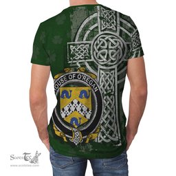 ScotsTee Shop Irish Regan or O'Regan Coat of Arms Irish Family Crest T Shirt Irish Shamrock Celtic Cross Green T Shirt