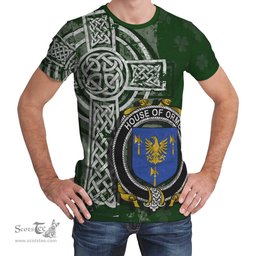 ScotsTee Shop Irish Orme Coat of Arms Irish Family Crest T Shirt Irish Shamrock Celtic Cross Green T Shirt