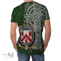 ScotsTee Shop Irish Maynard Coat of Arms Irish Family Crest T Shirt Irish Shamrock Celtic Cross Green T Shirt