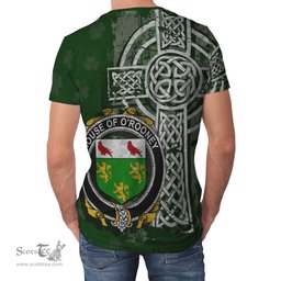 ScotsTee Shop Irish Rooney or  O'Rooney Coat of Arms Irish Family Crest T Shirt Irish Shamrock Celtic Cross Green T Shirt