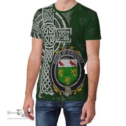 ScotsTee Shop Irish Rooney or  O'Rooney Coat of Arms Irish Family Crest T Shirt Irish Shamrock Celtic Cross Green T Shirt