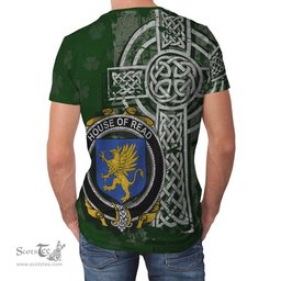 ScotsTee Shop Irish Read Coat of Arms Irish Family Crest T Shirt Irish Shamrock Celtic Cross Green T Shirt
