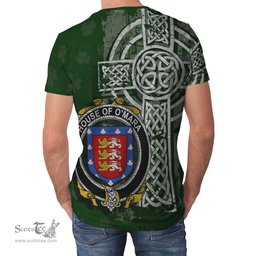 ScotsTee Shop Irish Meara or O'Mara Coat of Arms Irish Family Crest T Shirt Irish Shamrock Celtic Cross Green T Shirt