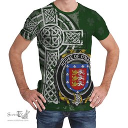 ScotsTee Shop Irish Meara or O'Mara Coat of Arms Irish Family Crest T Shirt Irish Shamrock Celtic Cross Green T Shirt