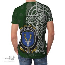 ScotsTee Shop Irish McFetridge Coat of Arms Irish Family Crest T Shirt Irish Shamrock Celtic Cross Green T Shirt