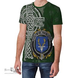 ScotsTee Shop Irish McFetridge Coat of Arms Irish Family Crest T Shirt Irish Shamrock Celtic Cross Green T Shirt