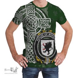 ScotsTee Shop Irish Morgan Coat of Arms Irish Family Crest T Shirt Irish Shamrock Celtic Cross Green T Shirt