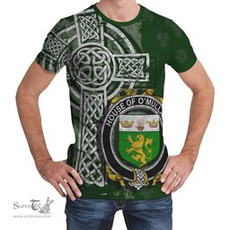 ScotsTee Shop Irish Mullady or O'Mullady Coat of Arms Irish Family Crest T Shirt Irish Shamrock Celtic Cross Green T Shirt