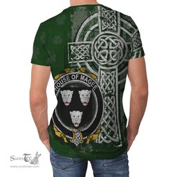 ScotsTee Shop Irish Magee or McGee Coat of Arms Irish Family Crest T Shirt Irish Shamrock Celtic Cross Green T Shirt