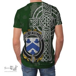 ScotsTee Shop Irish Pollard Coat of Arms Irish Family Crest T Shirt Irish Shamrock Celtic Cross Green T Shirt