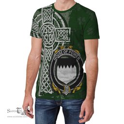 ScotsTee Shop Irish Power Coat of Arms Irish Family Crest T Shirt Irish Shamrock Celtic Cross Green T Shirt