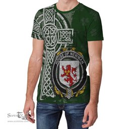 ScotsTee Shop Irish Newman Coat of Arms Irish Family Crest T Shirt Irish Shamrock Celtic Cross Green T Shirt