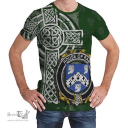 ScotsTee Shop Irish Ram Coat of Arms Irish Family Crest T Shirt Irish Shamrock Celtic Cross Green T Shirt