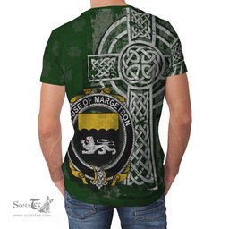 ScotsTee Shop Irish Margetson Coat of Arms Irish Family Crest T Shirt Irish Shamrock Celtic Cross Green T Shirt