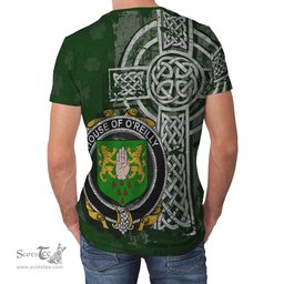 ScotsTee Shop Irish Reilly or O'Reilly Coat of Arms Irish Family Crest T Shirt Irish Shamrock Celtic Cross Green T Shirt