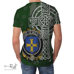 ScotsTee Shop Irish Moleyns Coat of Arms Irish Family Crest T Shirt Irish Shamrock Celtic Cross Green T Shirt