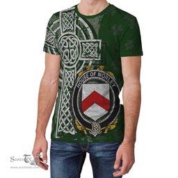 ScotsTee Shop Irish Morley Coat of Arms Irish Family Crest T Shirt Irish Shamrock Celtic Cross Green T Shirt