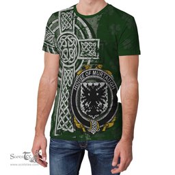 ScotsTee Shop Irish Murtaugh Coat of Arms Irish Family Crest T Shirt Irish Shamrock Celtic Cross Green T Shirt