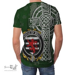 ScotsTee Shop Irish Maul or Maule Coat of Arms Irish Family Crest T Shirt Irish Shamrock Celtic Cross Green T Shirt